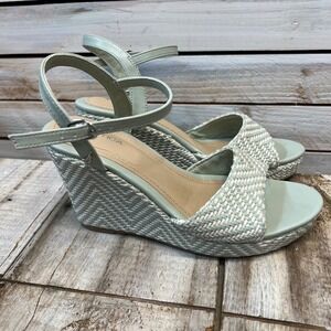 Nautica Espadrille Platform Wedge Sandals Blue Ankle Strap Summer Womens 9